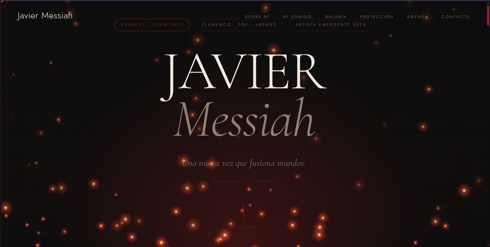 Captura de la página de inicio de Javier Messiah